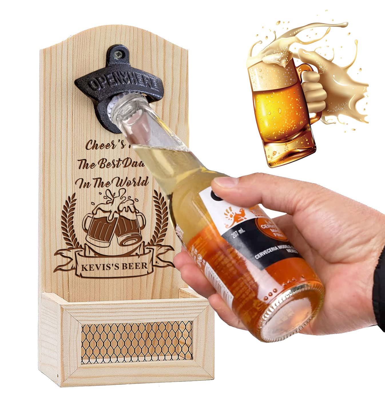 - Personalised Bottle Opener Wall Mounted Bottle Opener -