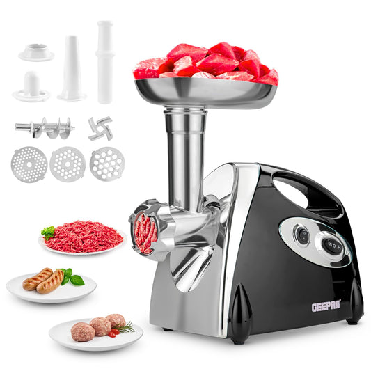 - Geepas Electric Meat Grinder | Stainless Steel Meat Mincer & Sausage Stuffer -
