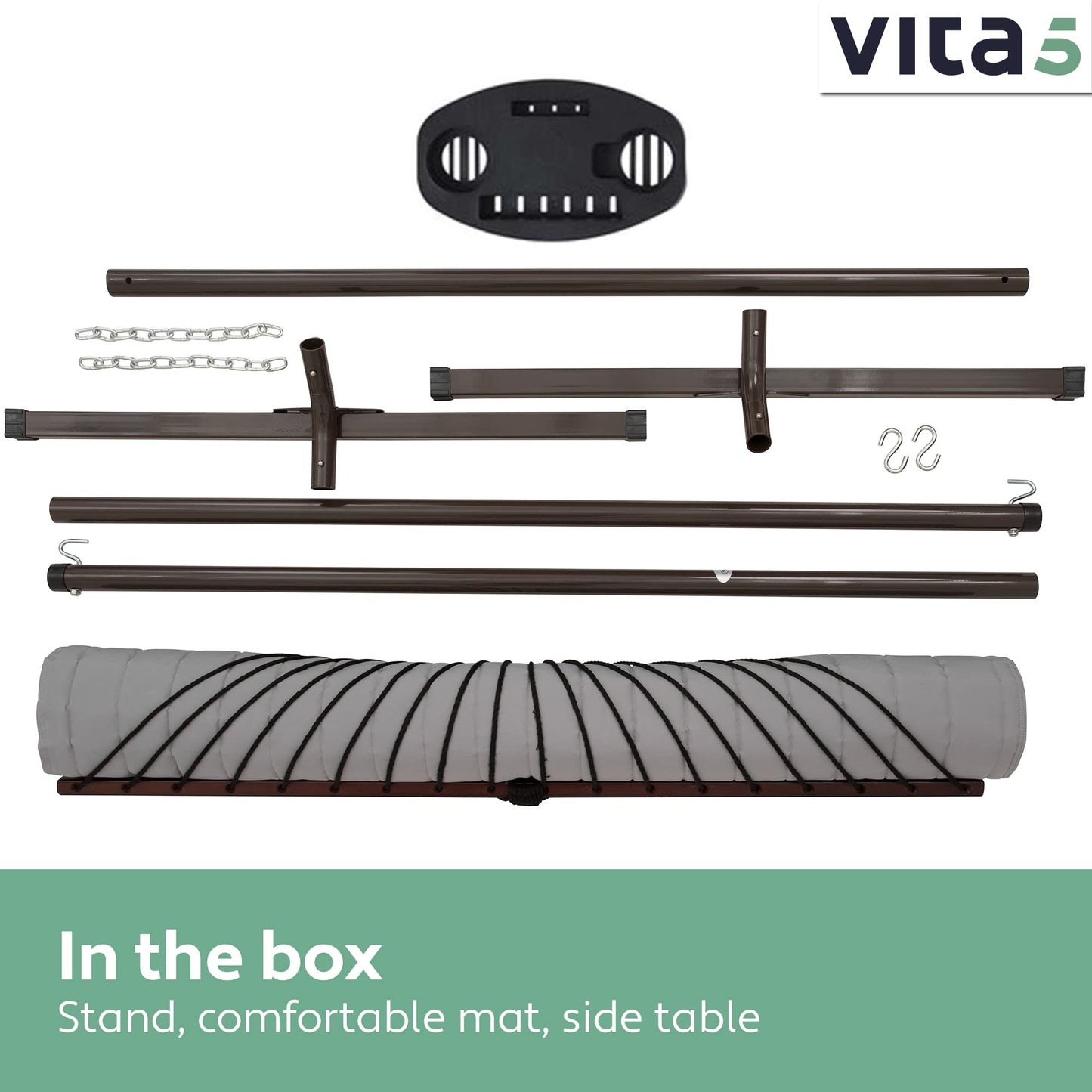 - Vita5 Hammock with Stand and Sidetable – 2 Person Garden Hammocks with Cup Holder -