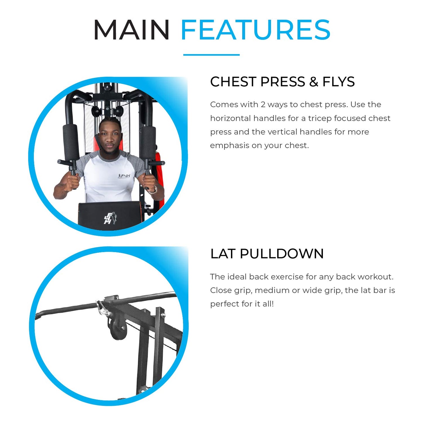 - Fit4home Multi Gym Workout Station | Home Fitness Body Exercise Machine | Total-body Workout | Multifunctional Workout Station | TF-7005A, (81.64 KG) -