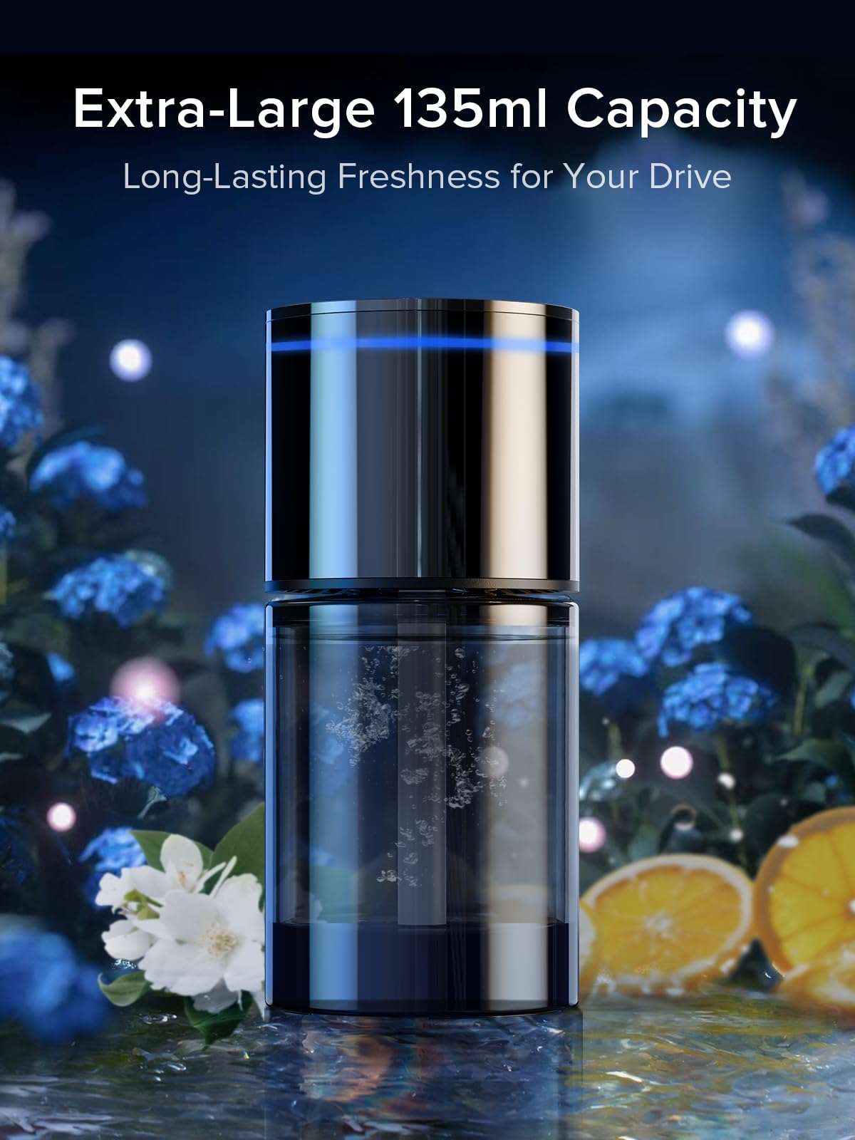 Ceeniu 2024 New Car Air Freshener, Auto ON/OFF,135ml Last 6 months,Built-in Battery, Blue Ambiance Light,CF3 car fresheners,Valentines Day Gift, Roman Holidays