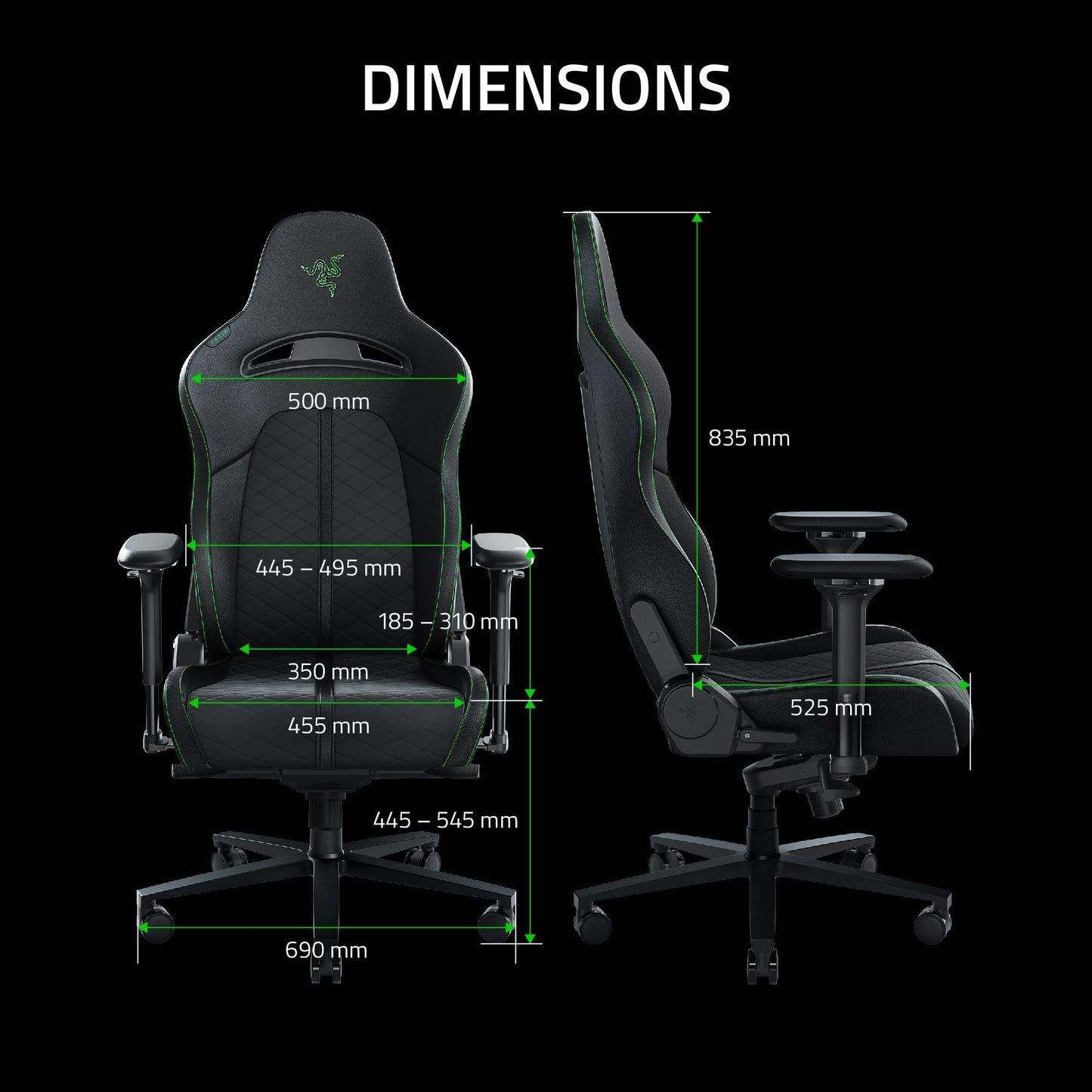 - Razer Enki | Gaming Chair With Integrated Lumbar Support | Foam Padding | Head Cushion | Height Adjustable | Green -