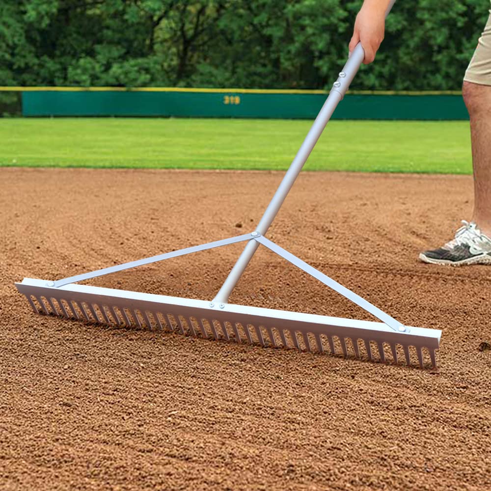 Byhagern Landscape Rake 36'', Aluminum Rake with Lightweight 69'' Handle, Landscaping Rake Tool for Lawn Care, Lake and Beach