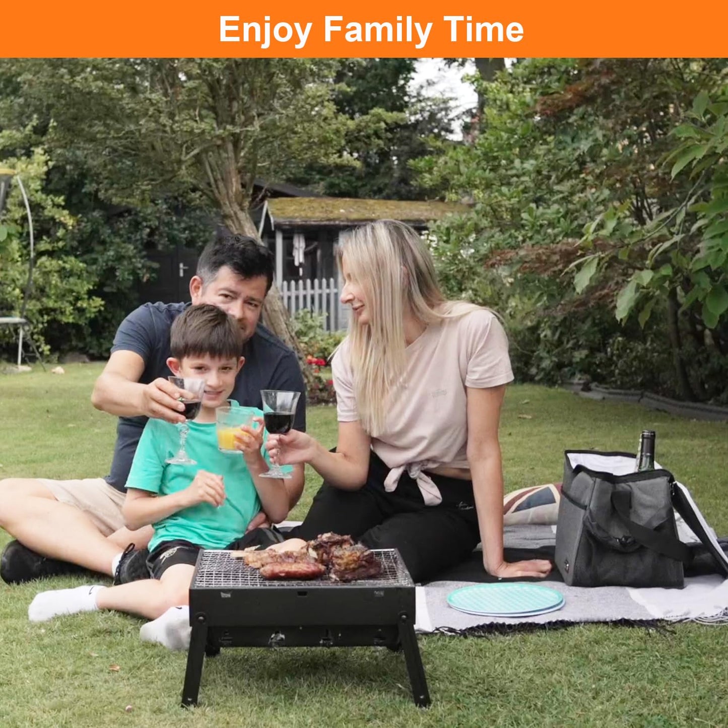 BBQ Barbecue Grill, Portable Foldable Charcoal Grill for Outdoor, Stainless Steel BBQ Tabletop Smoker for Picnic, Garden, Terrace, Camping, Travel, Hiking