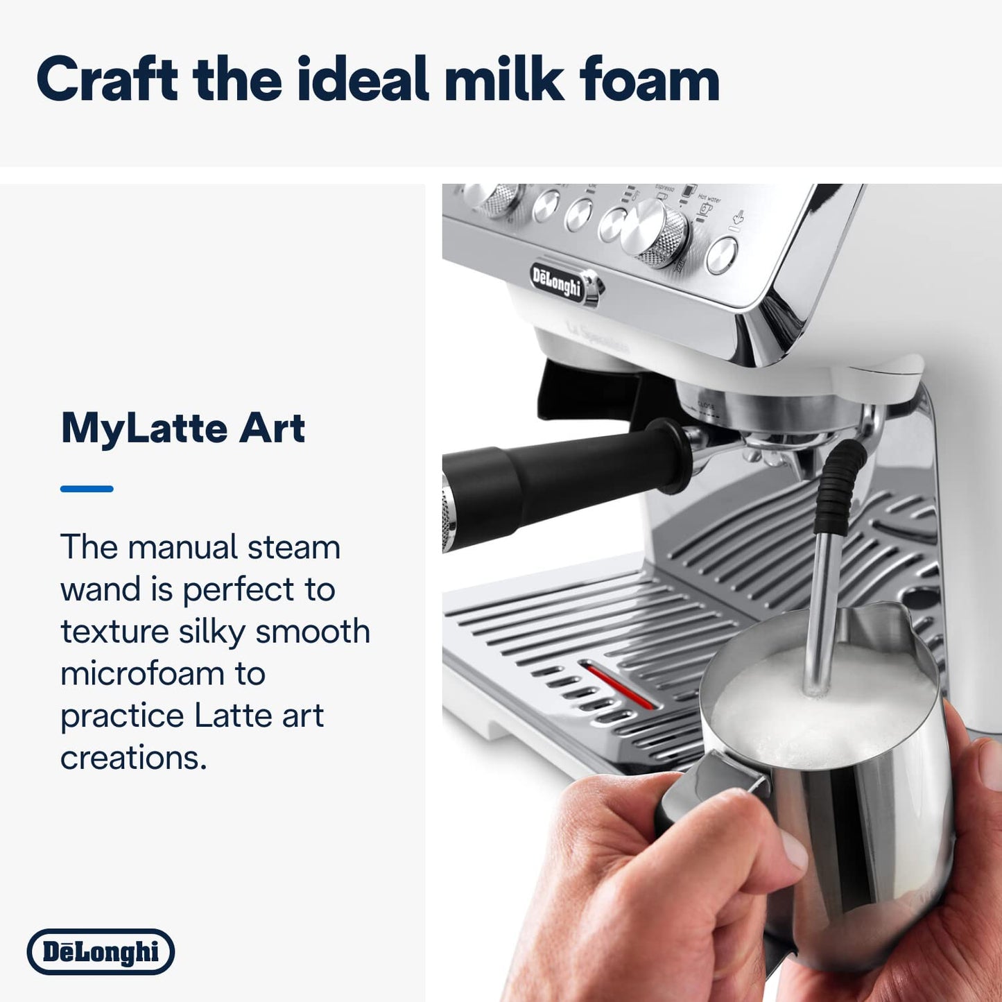 De'Longhi La Specialista Arte EC9155.W, Barista Pump Espresso Machine, Bean to Cup Coffee and Cappuccino Maker, 8 Grinding Settings, MyLatte Art Frothing Wand, 1550W, White