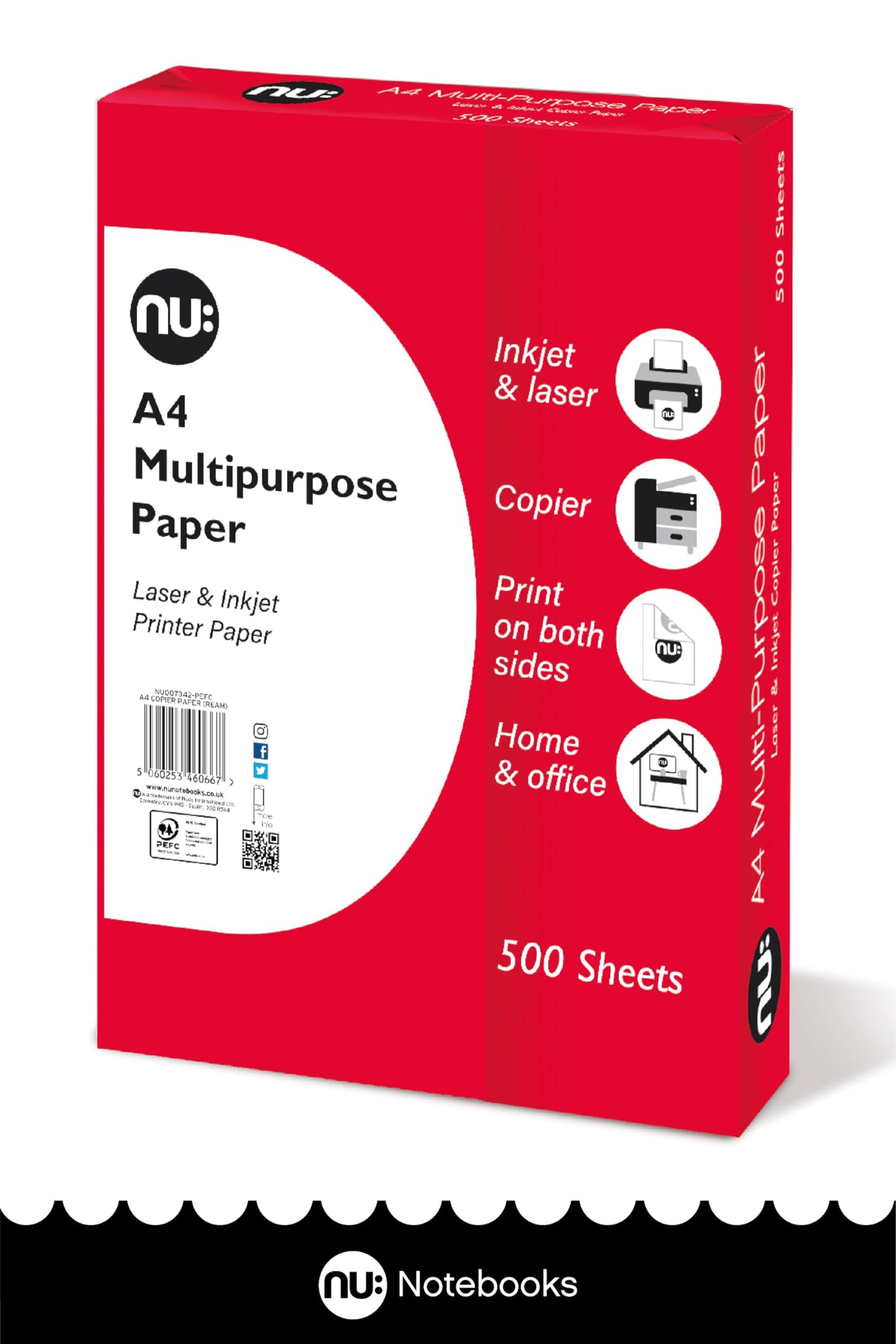 - NU: Multi-Purpose Printer Paper | White | 500 Sheets -