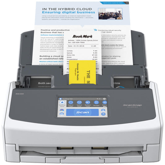 - ScanSnap iX1600 White Document Scanner | Desktop | Double Sided with WiFi | Touchscreen -