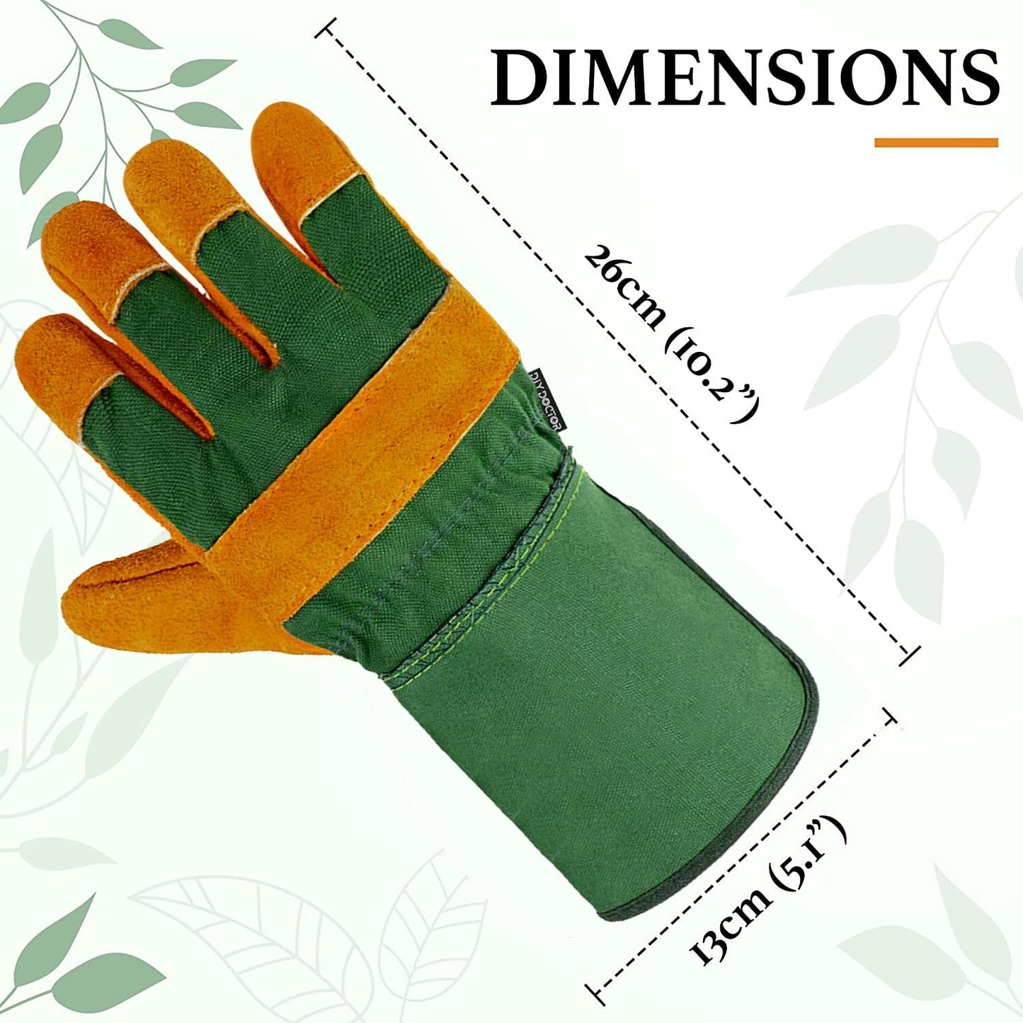 - DIY Doctor - 1x Pair Unisex Leather Heavy Duty Gardening Gloves | Leather Work Gloves -