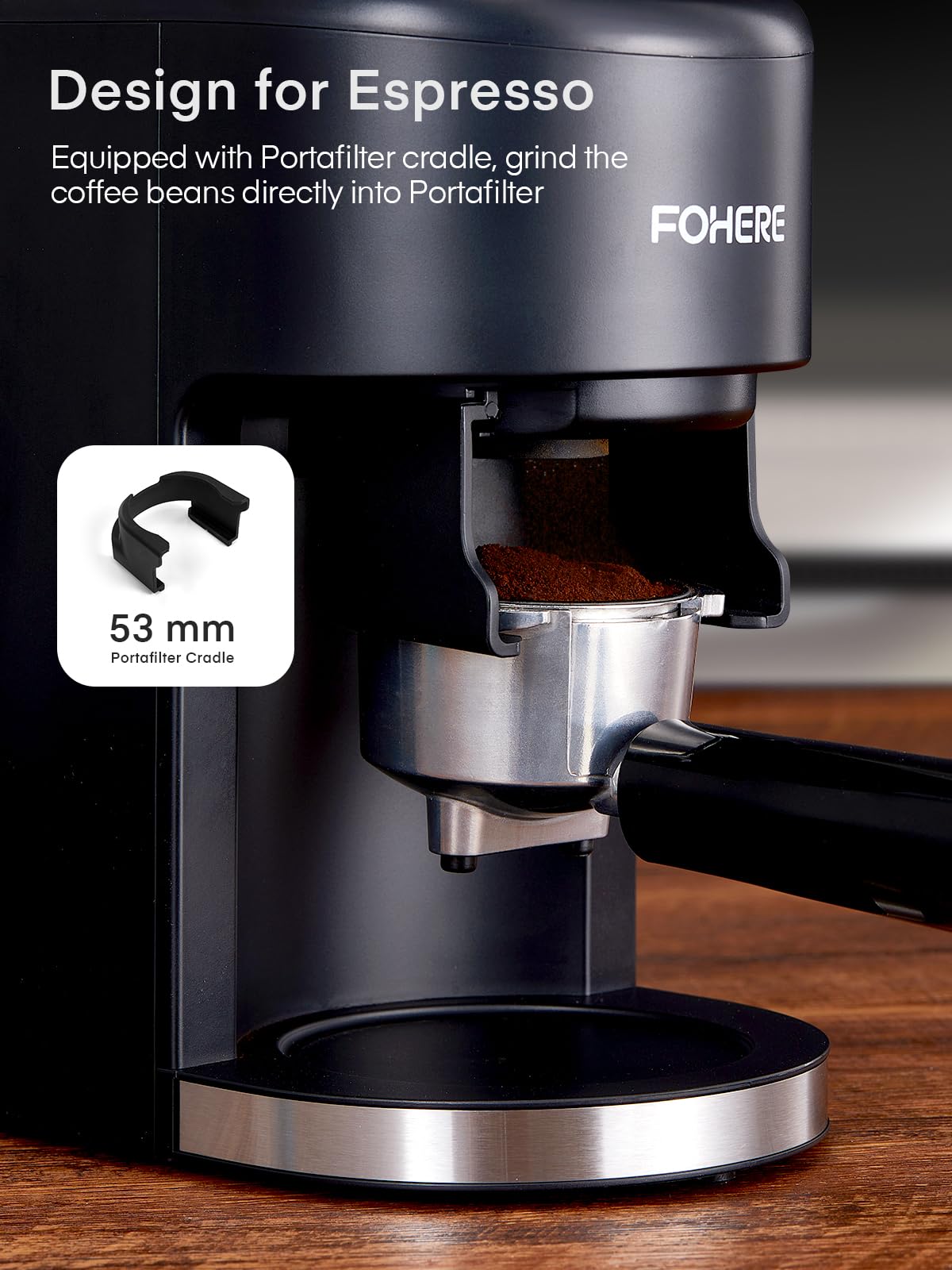 - FOHERE Anti-static Conical Burr Coffee Grinder | Adjustable Burr Mill with 35 Precise Grind Setting | Espresso, Drip Coffee, French Press, Black -