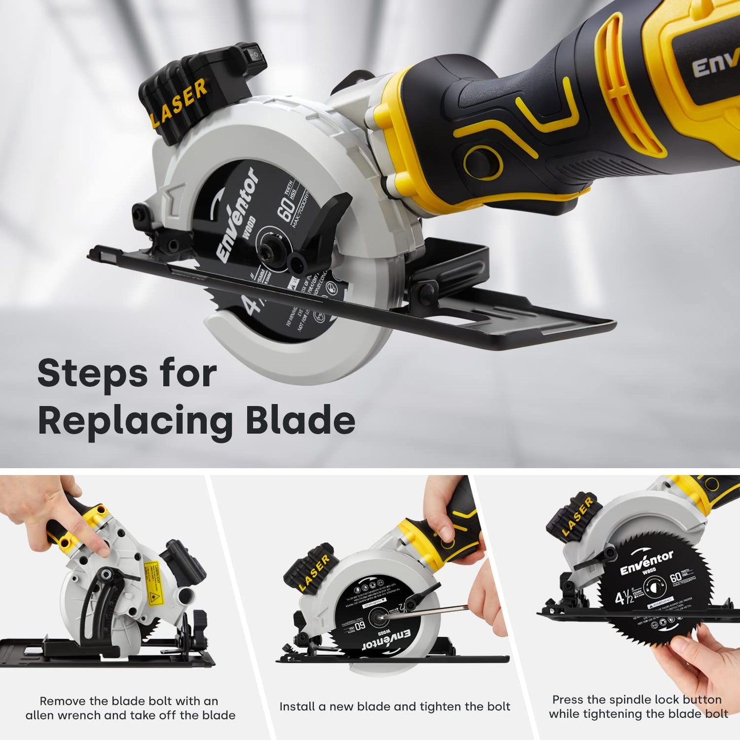 - Enventor Mini Circular Saw | 705W 3500RPM Pure Copper Motor Compact Electric Circular Saw | Laser Guide -