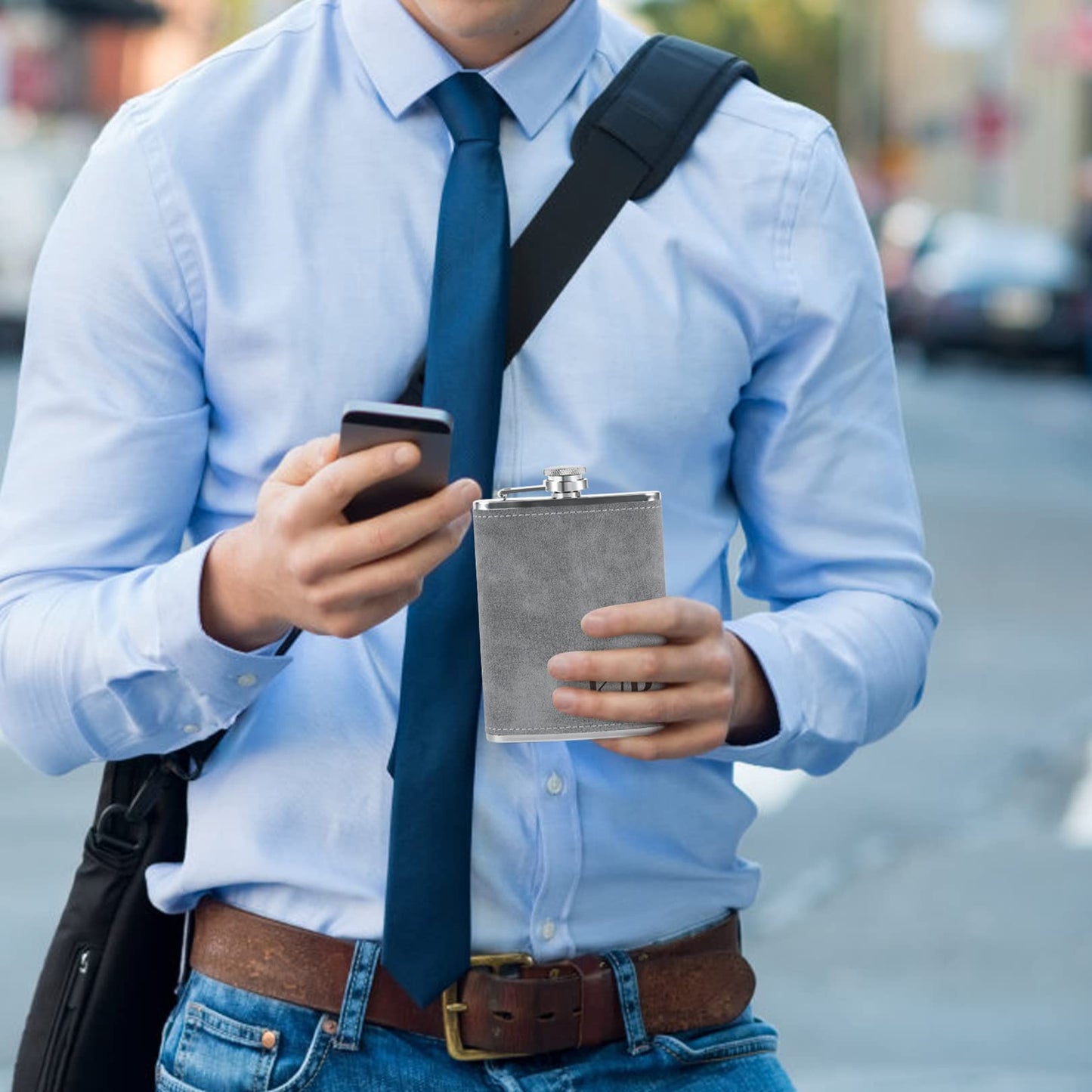 - Personalised Hip Flask for Men| Customised PU Leather Flask -