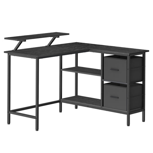 - VASAGLE L-Shaped Desk with 2 Spacious Drawers, Gaming Desk with Monitor Stand, Corner Desk -