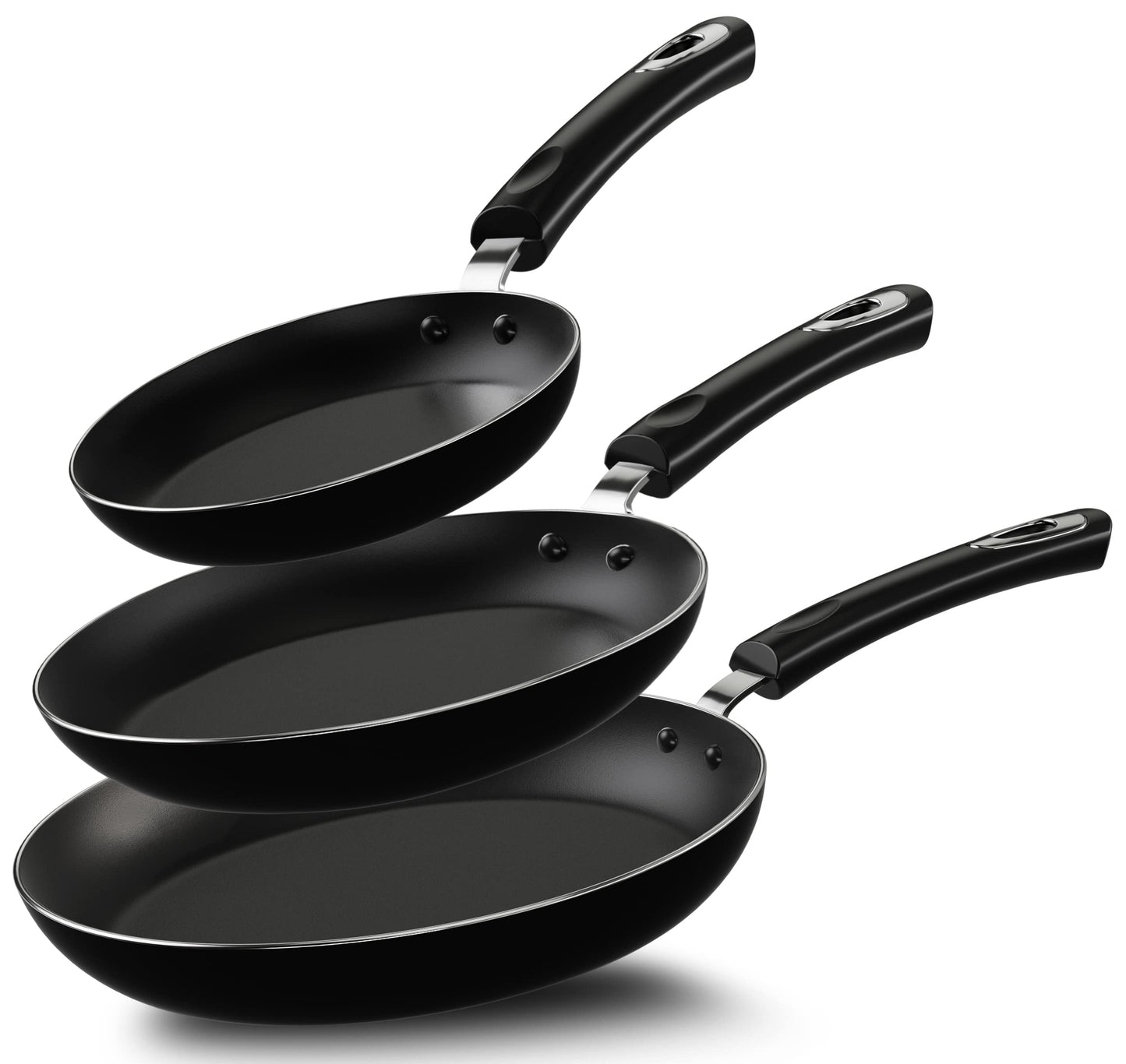 - KICHLY Non Stick Frying Pan Set | 3 Pcs Induction Hob Pan Set | Professional Chefs Pan Sets | Non Stick -