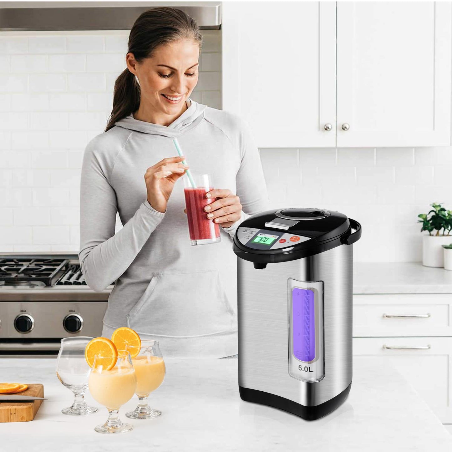 - GiantexUK 5L Hot Water Dispenser | Stainless Steel Catering Urn With 24H Timer -