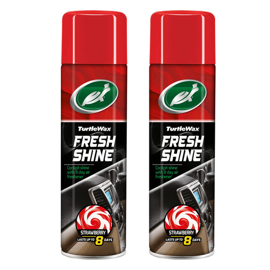 - Turtle Wax Fresh Shine - Interior Plastic & Dashboard Cleaner | with Air Freshener Strawberry Scent | 500ml -