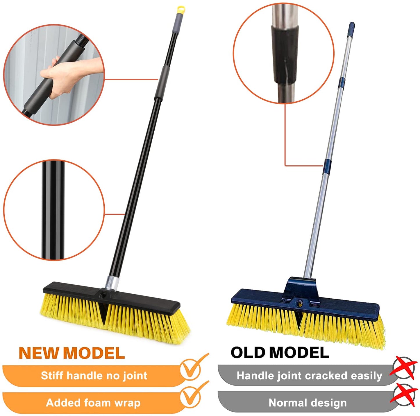 - Garden Broom Outdoor Heavy Duty | Telescopic Long Handle with Stiff Bristles | Concrete Brooms Floor Brush -
