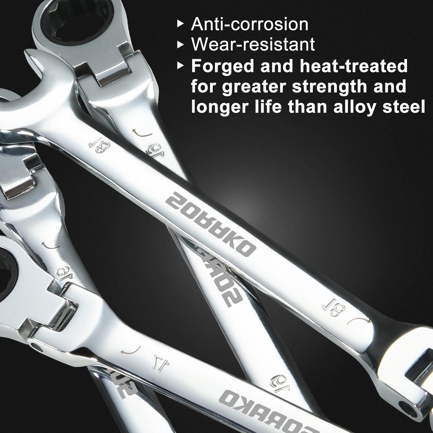 - SORAKO Ratchet Spanner Set 12pcs | Flexible Combination Wrench 8-19 mm -