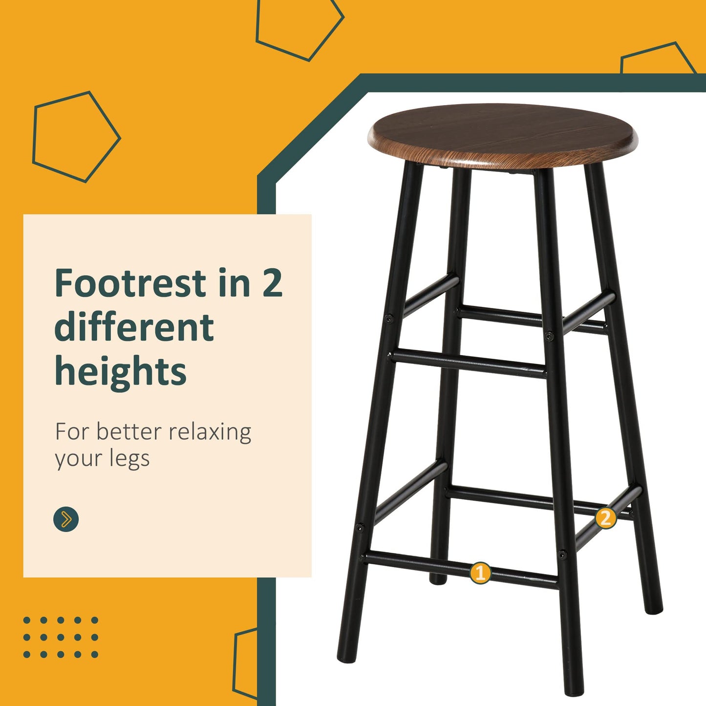 - HOMCOM Bar Table Set | Bar Table and Stools Set | Footrest and Storage Shelf -