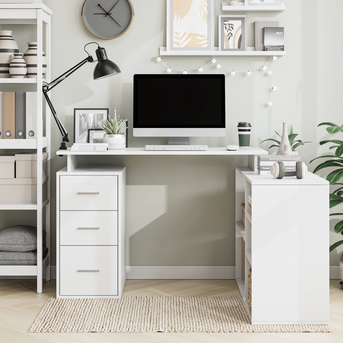 - FirFurd Corner Desk L Shaped Desk | Computer Desk With Drawers -