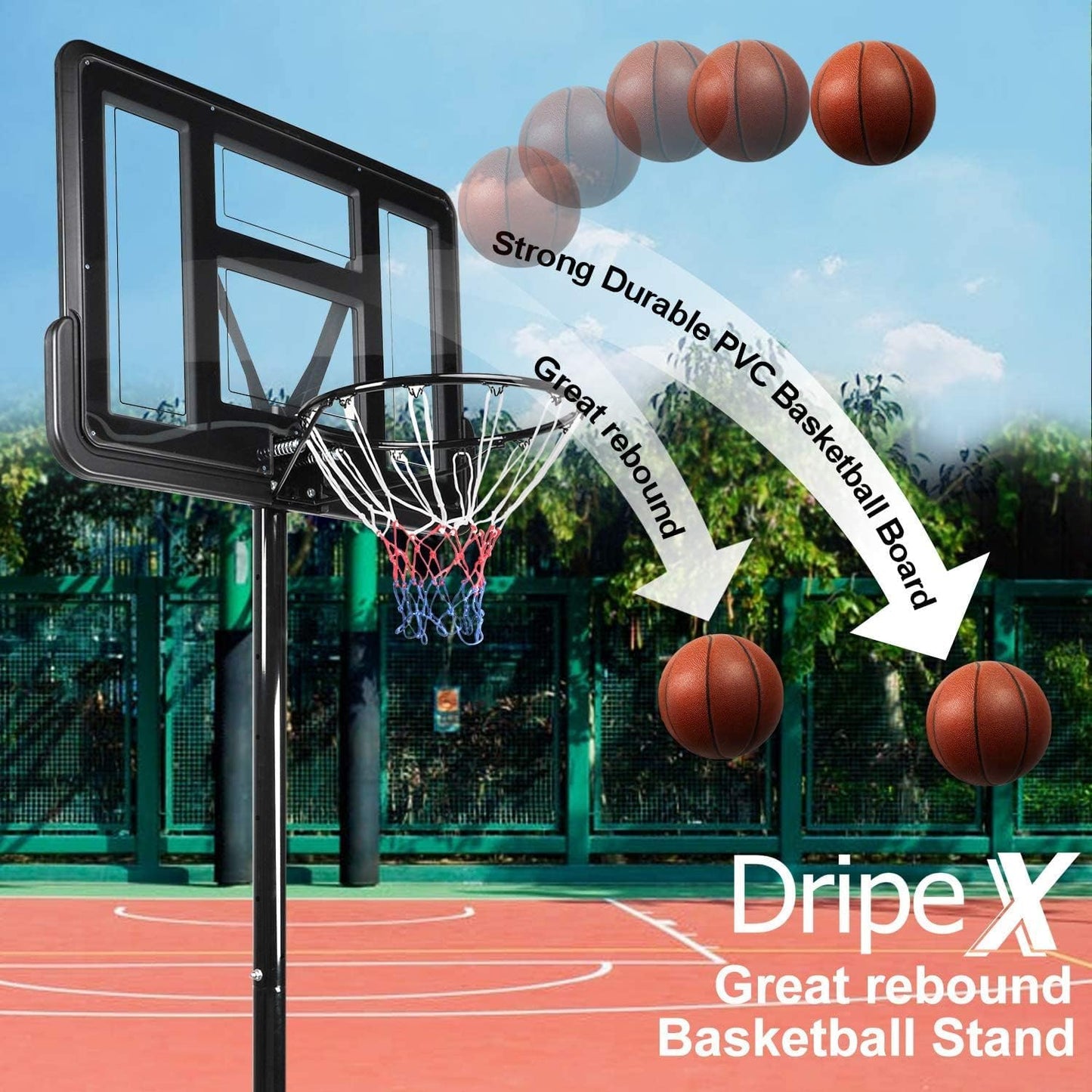 - Dripex Portable 10ft Basketball Net | Professional Outdoor Basketball Stand -
