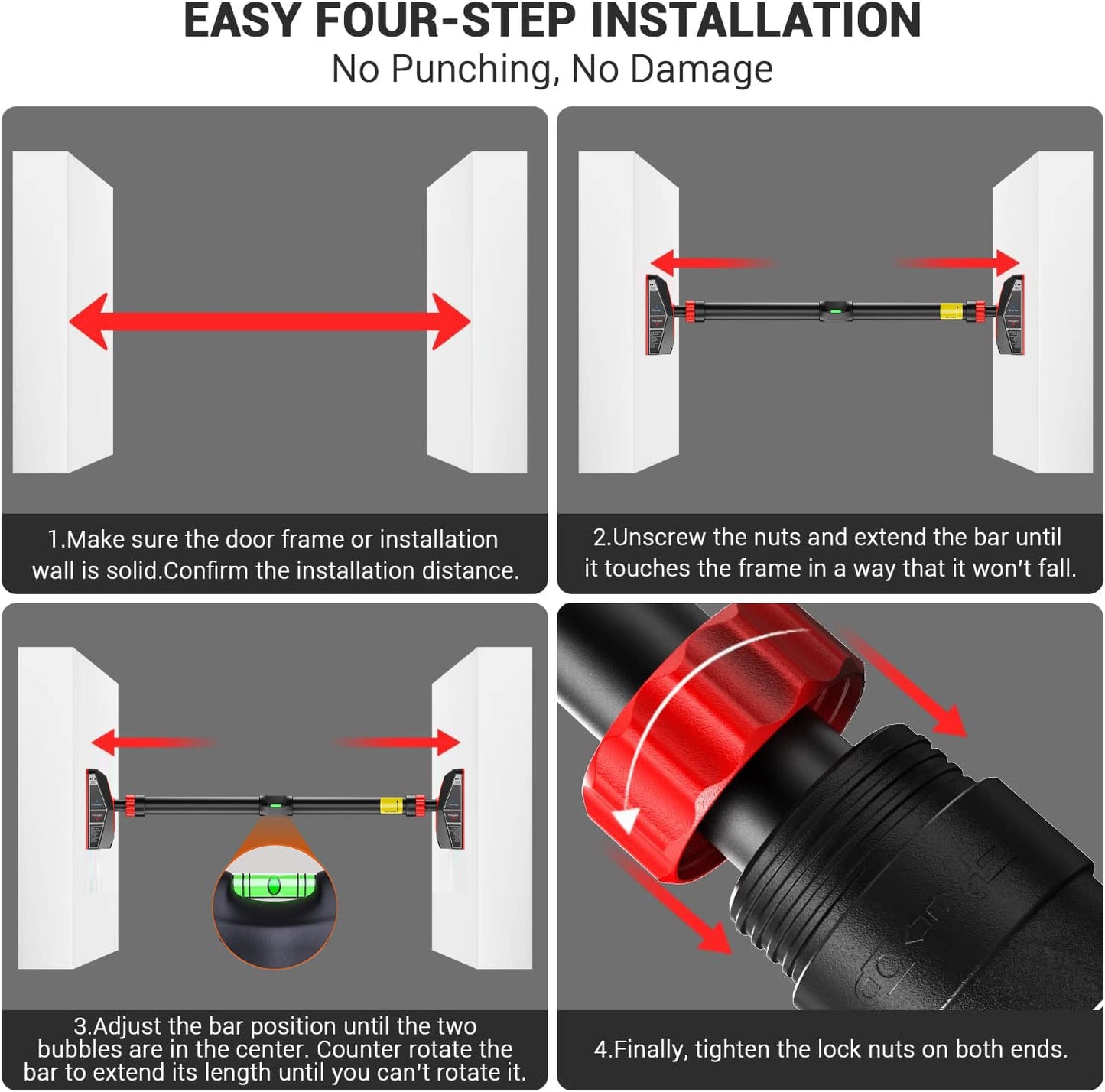 - HAKENO Pull Up Bar for Doorway | Chin Up Bar Upper Body Workout | No Screw Installation -