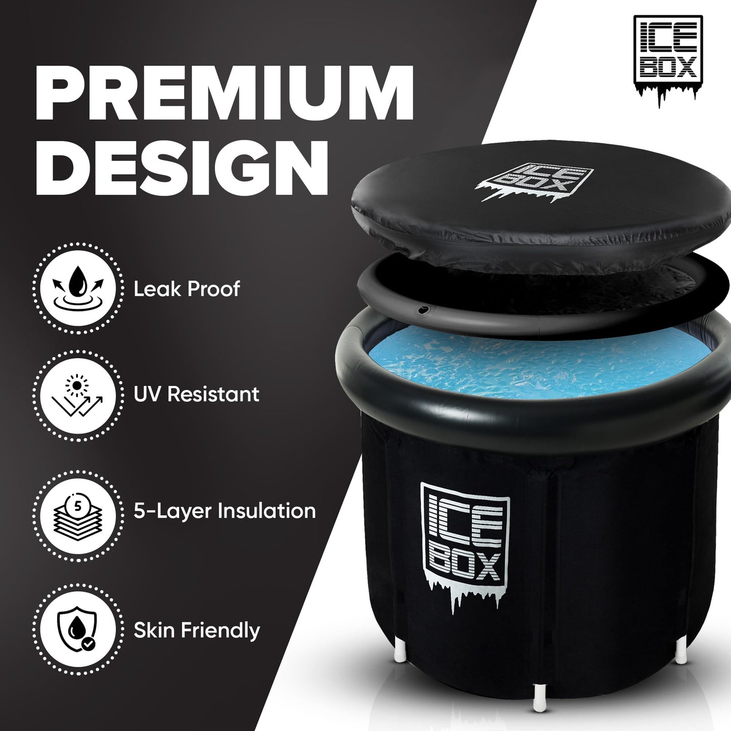- IceBox | Ice Bath Tub Outdoor | Lid | 320L Cold Water Therapy Tub -