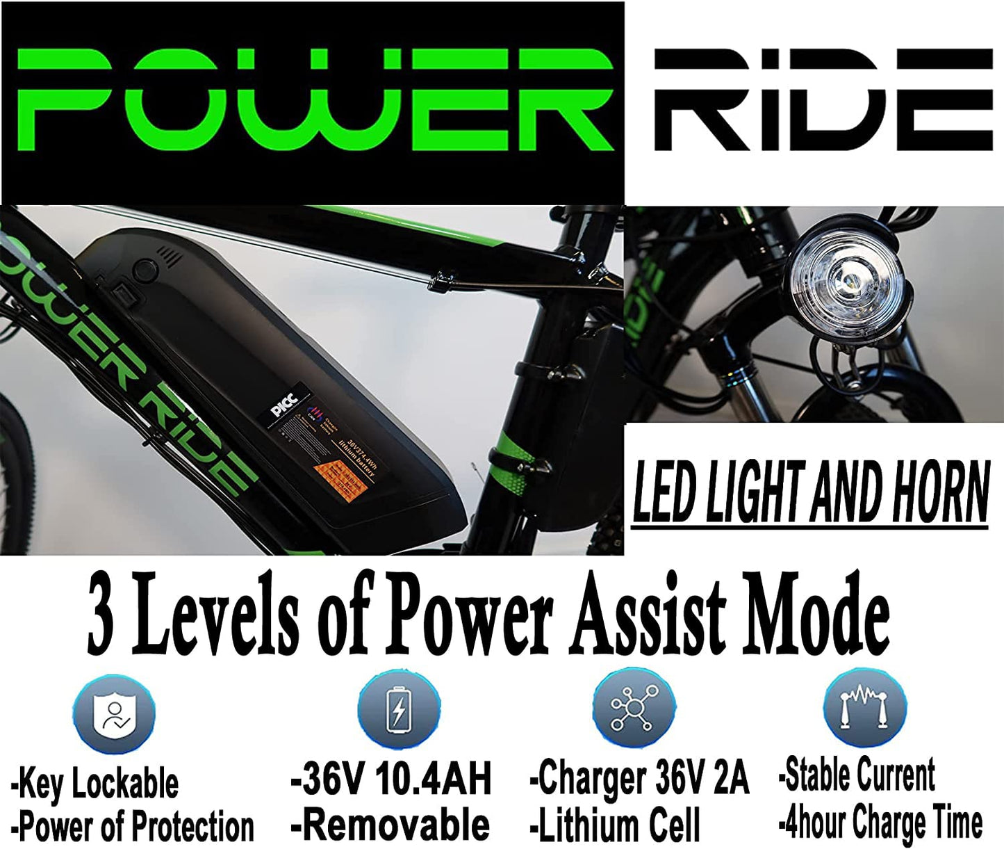 - Power-Ride EAGLE Electric Bike Powerful 250W Motor | 27.5" Wheel | 19" Aluminum Frame -