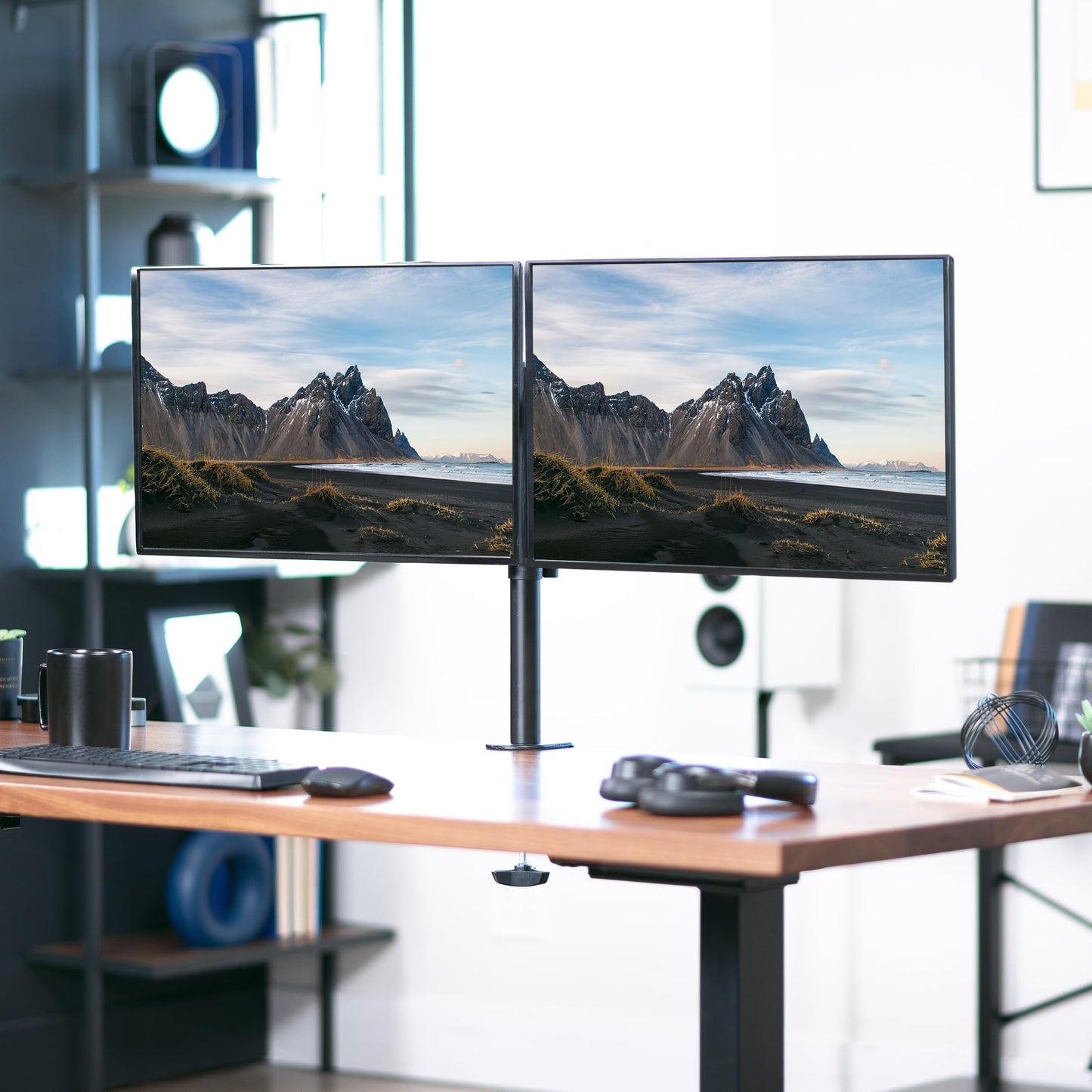 - VIVO Dual Monitor Desk Mount, Heavy Duty Fully Adjustable Steel Stand, Holds 2 Computer Screens up to 30 inches and Max 10 kg each, Black, STAND-V002 -