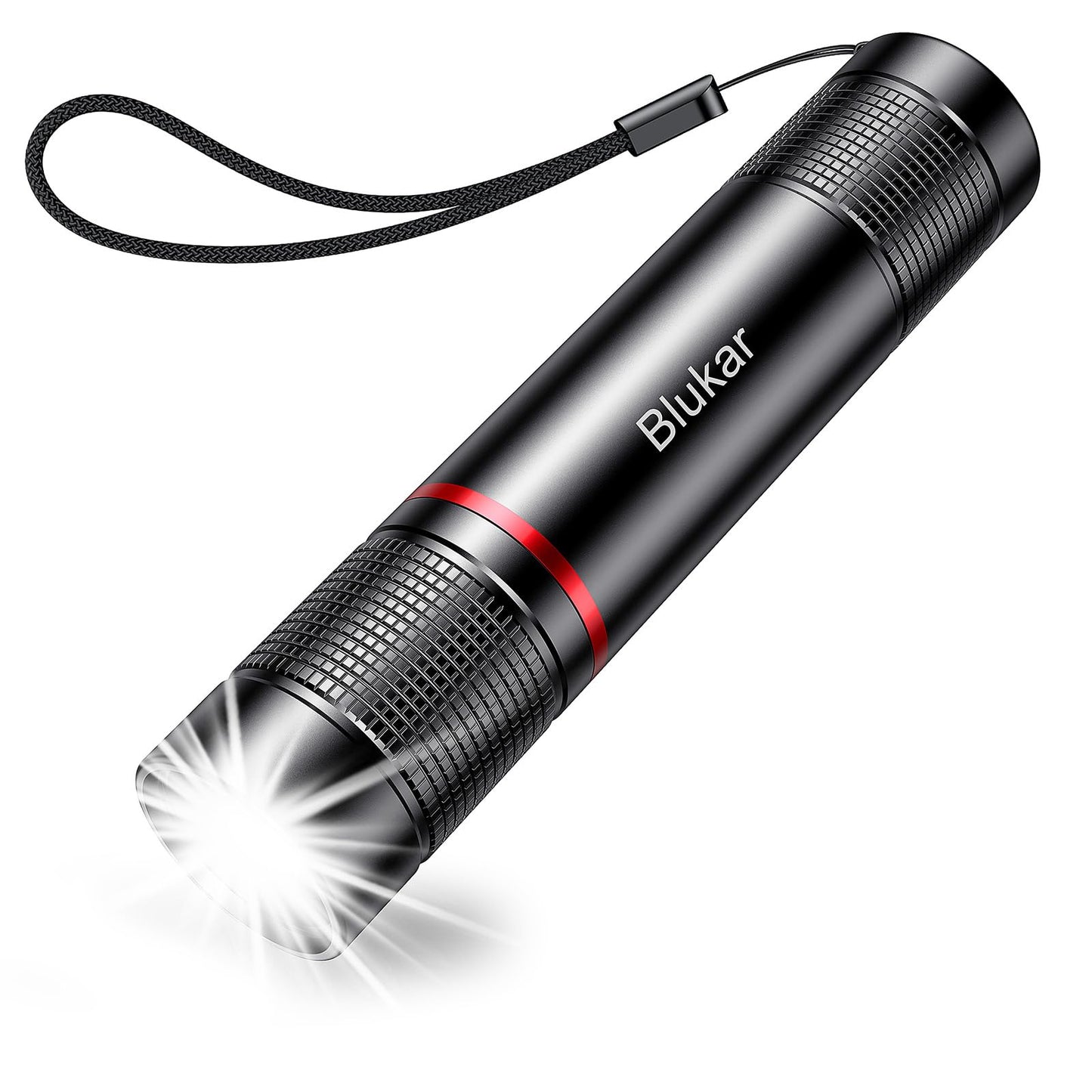 Blukar LED Torch Rechargeable, 2000L Super Bright Adjustable Focus Flashlight, 4 Lighting Modes, Long Battery Life, Waterproof Pocket Size Torch for Power Cuts, Emergency, Camping, Hiking, Outdoor