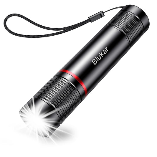 Blukar LED Torch Rechargeable, 2000L Super Bright Adjustable Focus Flashlight, 4 Lighting Modes, Long Battery Life, Waterproof Pocket Size Torch for Power Cuts, Emergency, Camping, Hiking, Outdoor