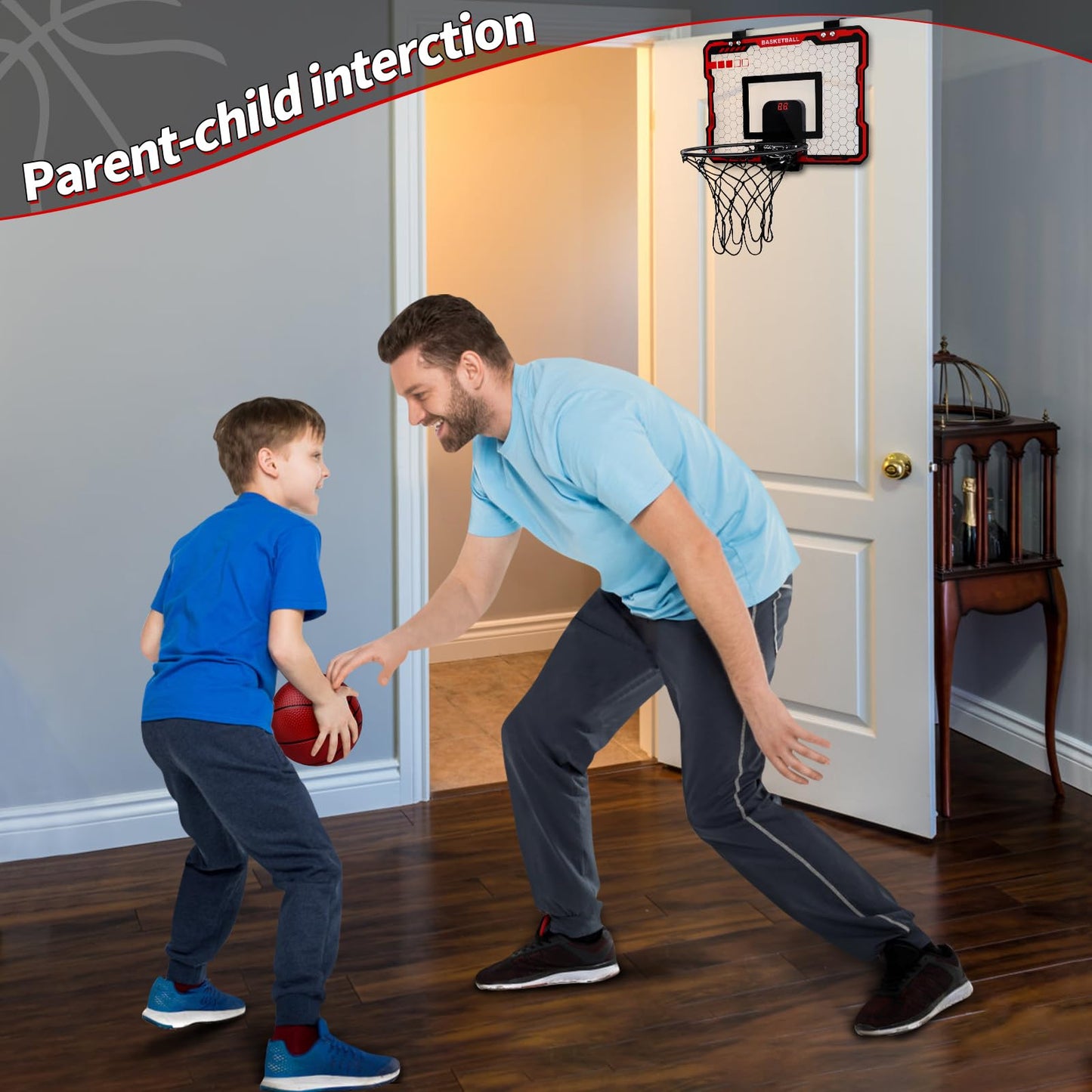 AmyBenton Basketball Hoop for Kids, Mini Basketball Hoop for Toddler Indoor Outdoor, Wall Mounted Basketball Hoop with Automatic Scoring, Basketball Hoop Back of Door for Boys and Girls age 6 7 8 9 10