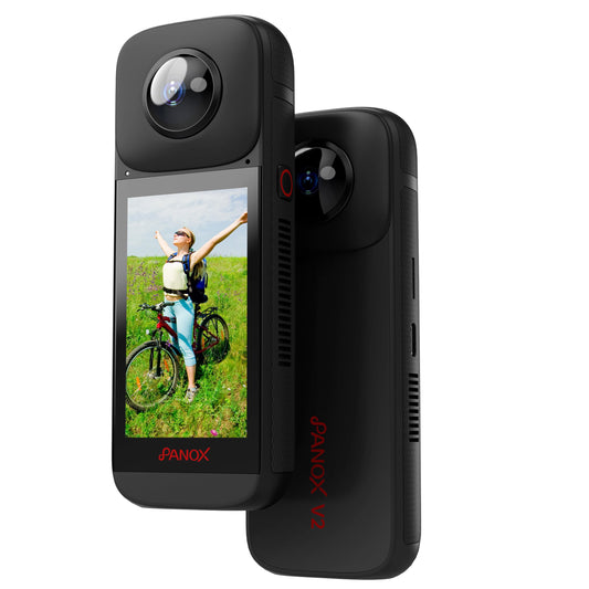 - PANOX V2 360 Vlog Camera with 1/2" 48MP Sensors | 5.7K 360 Video | 72MP 360 Photo -