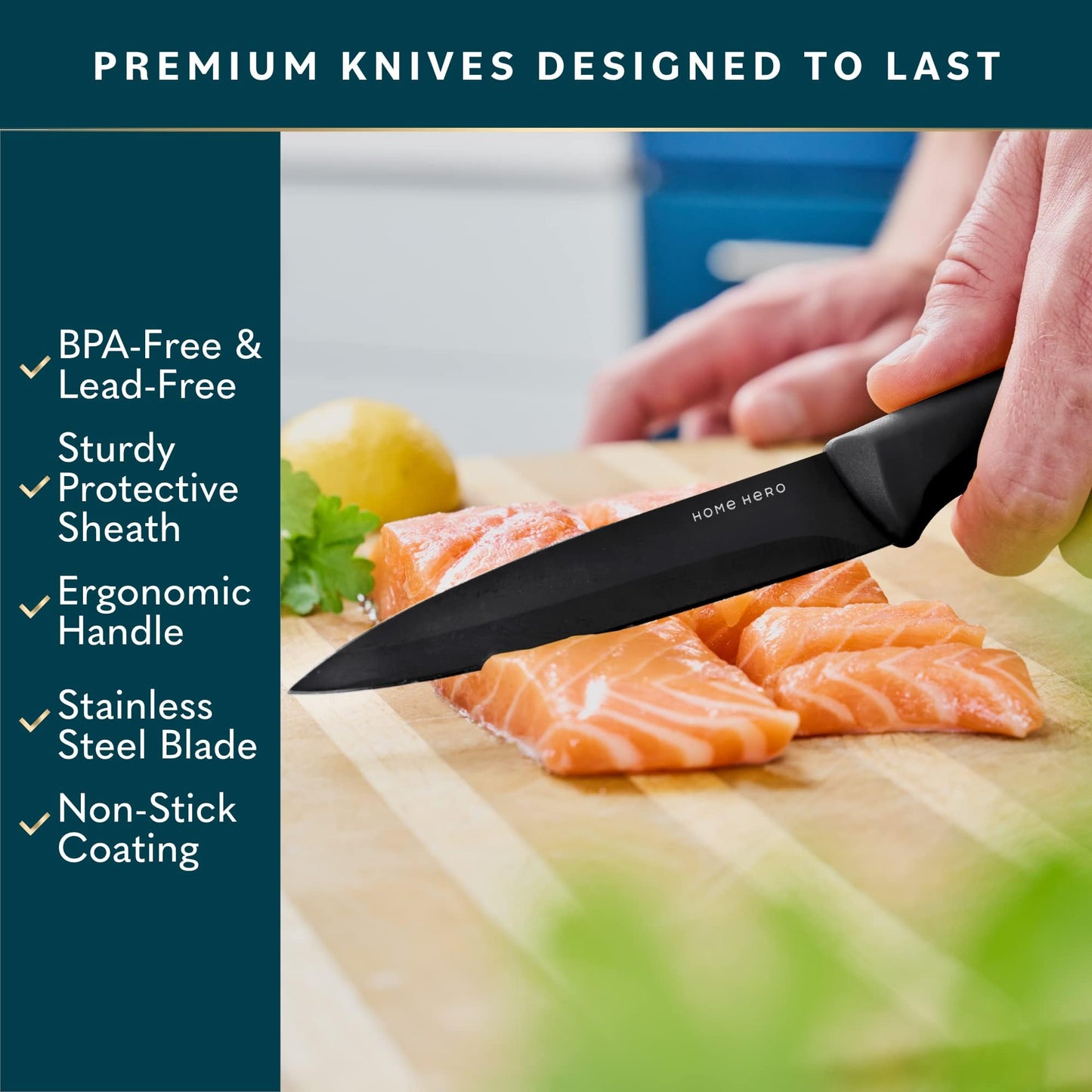- Home Hero Ultra-Sharp Stainless Steel Kitchen Knife Set - Chef Knives Set -