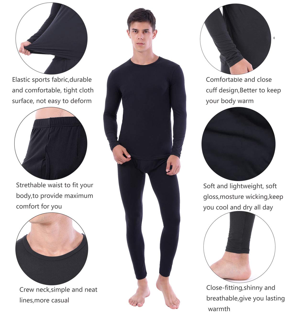 - LANBAOSI Mens Thermal Underwear Set | Winter Warm Fleece Long Sleeve Top and Long Johns -