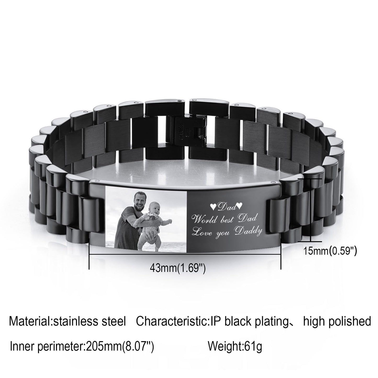 - INBLUE Personalized Bracelet For Dad - Engraved Names -