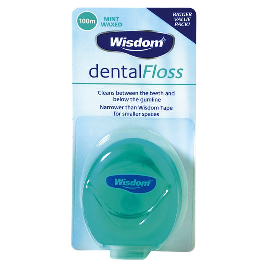 - Wisdom Dental Floss Mint Waxed 100m (Pack of 3)