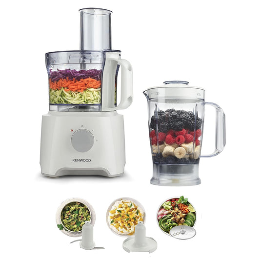- Kenwood Food Processor | 2.1L Bowl | 1.2 L Blender | Emulsifying | Knife Blade | Reversible Slicing and Grating Discs | 800 W -
