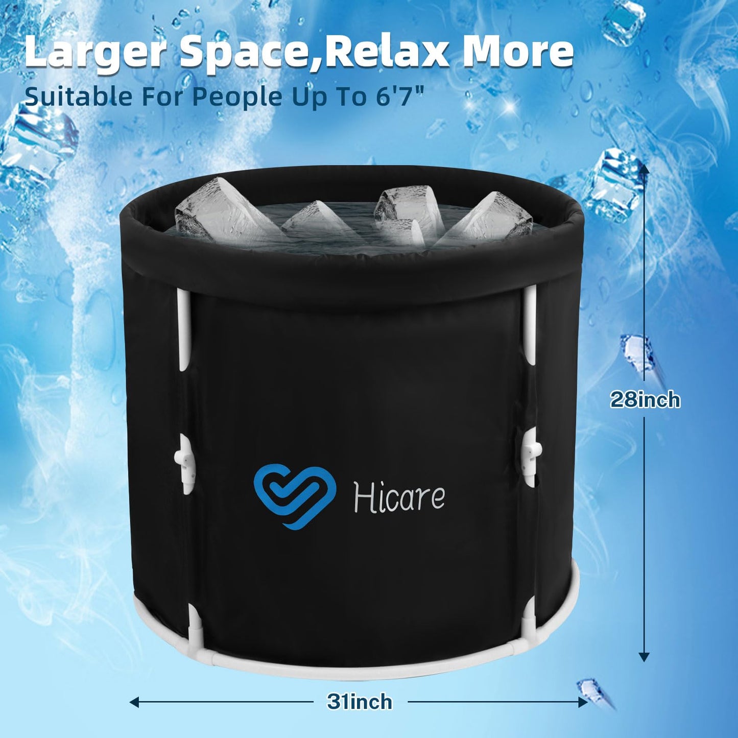 - Hicare One-second Foldbale Ice Bath | Portable Ice Bath Tub for Recovery -