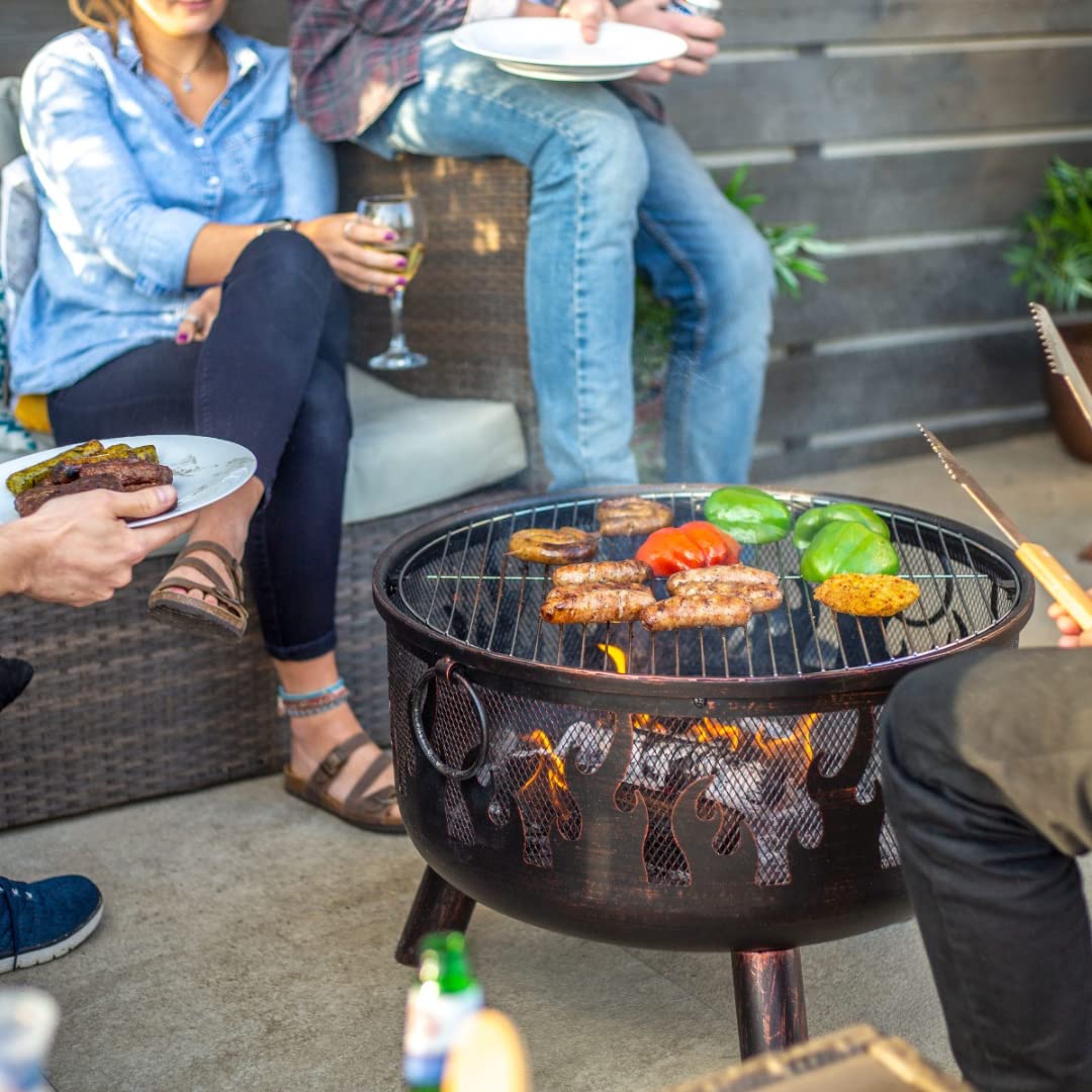 - La Hacienda Wildfire XL Steel Firepit | BBQ Grill | Bronze Effect -