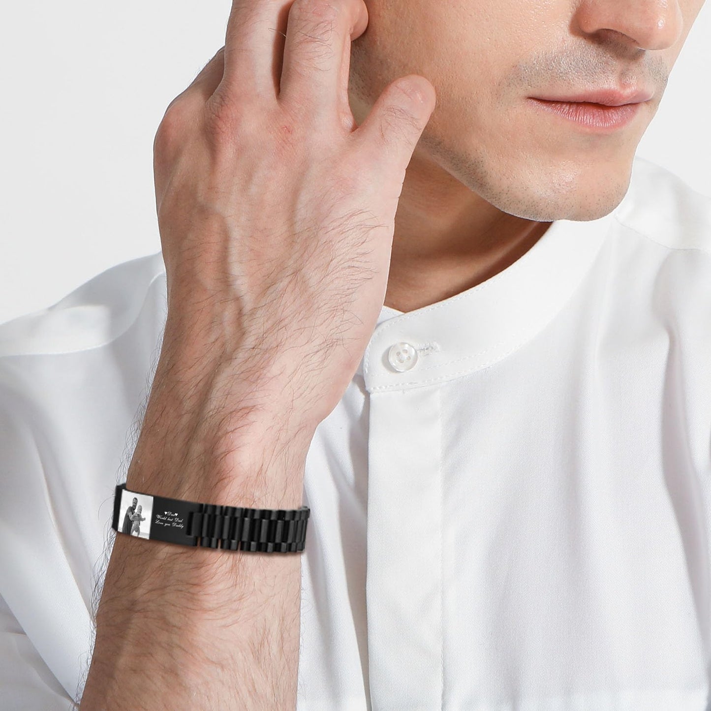 - INBLUE Personalized Bracelet For Dad - Engraved Names -