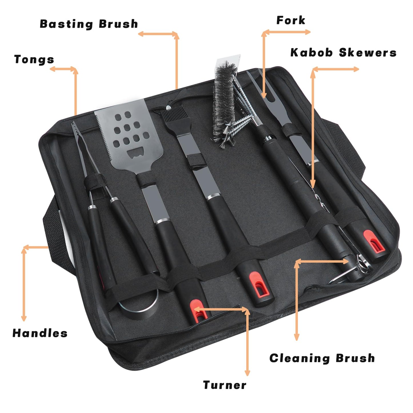 Dazhtu Extra Thick Stainless Steel Grill Tool Set for Men, 9 Pieces BBQ Grill Tools Set with Storage Bag, Heavy Duty BBQ Accessories Kit, Portable Grilling Utensils for Outdoor Camping