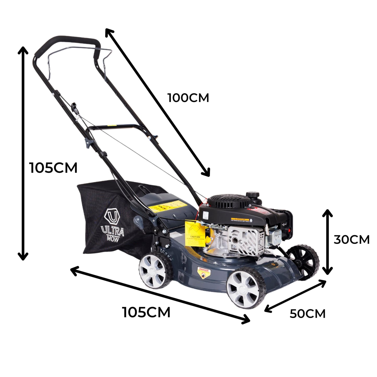Callow Premium Petrol Lawn Mower - 41cm Cutting Width - Powerful 4 Stroke 123cc 2.8hp OHV LONCIN Engine with Centrally Adjusted Cutting Heights between 25mm and 70mm and 40 L grass box