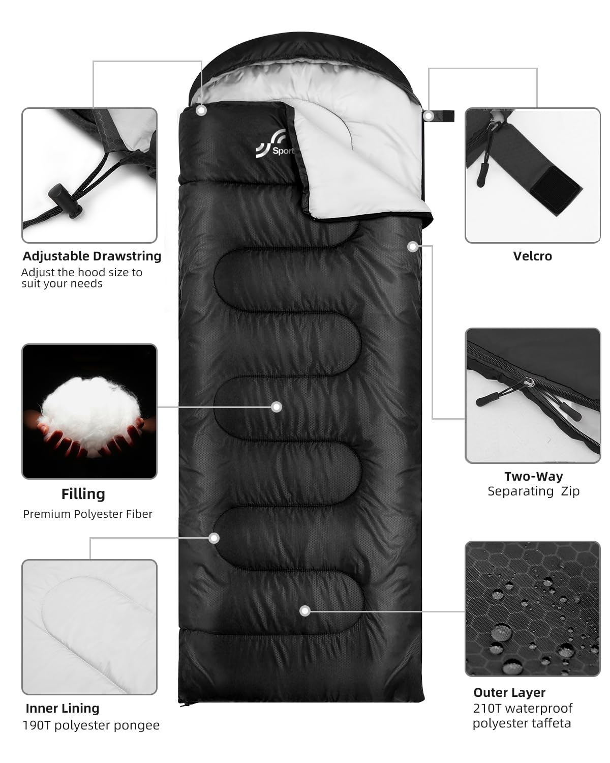 - Sleeping Bag Camping Sleep Bags | Sportneer Warm Sleeping Bags for Single Adults -