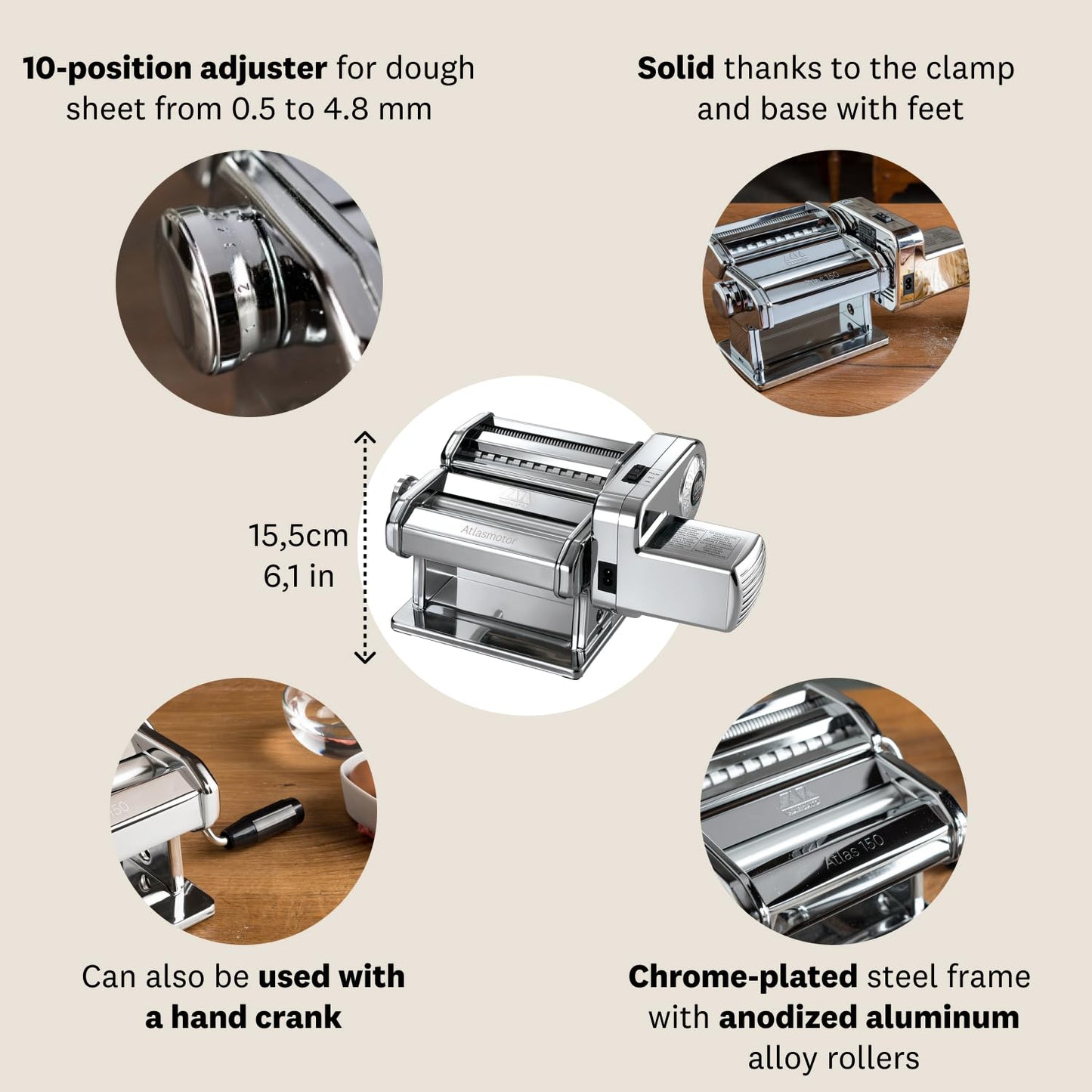 - Marcato Electric Pasta Machine Atlas 150 + Motor | Electric Pasta Roller -