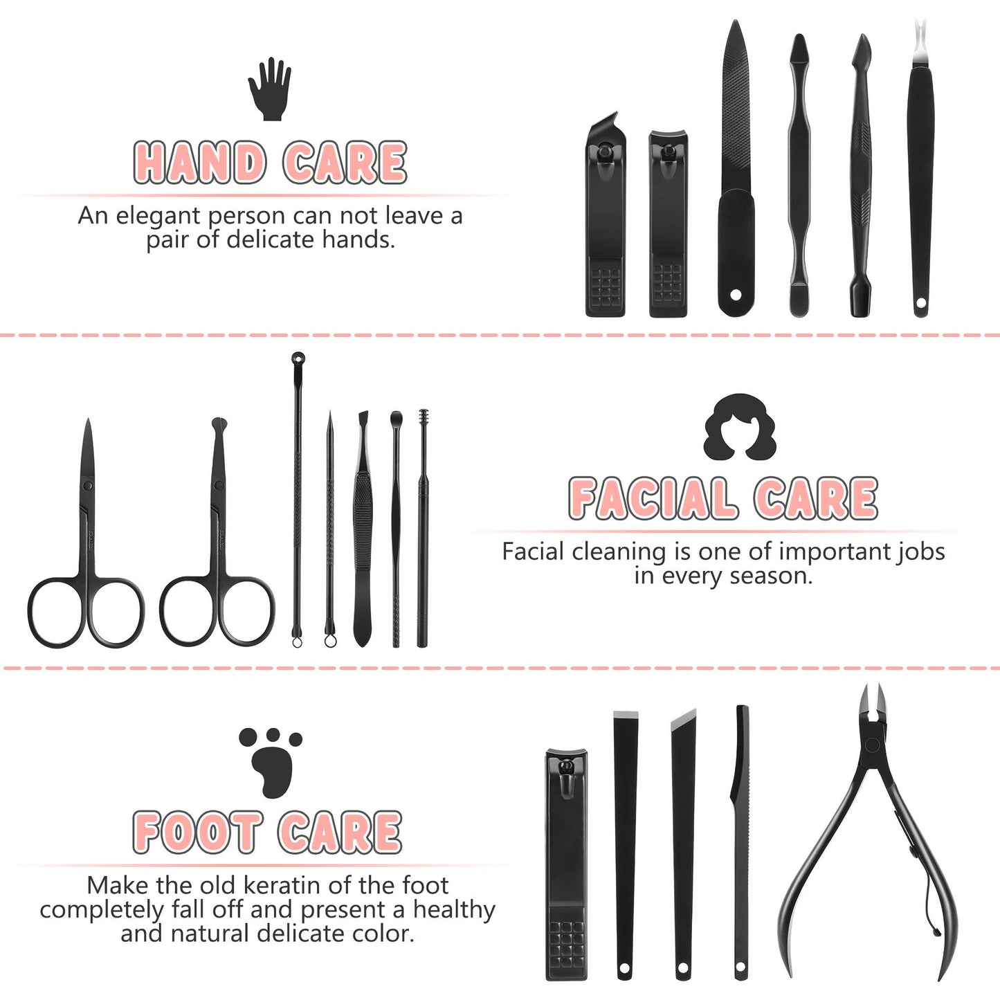 - Manicure Set | Jubolion 19pcs Stainless Steel Professional Nail Clippers -