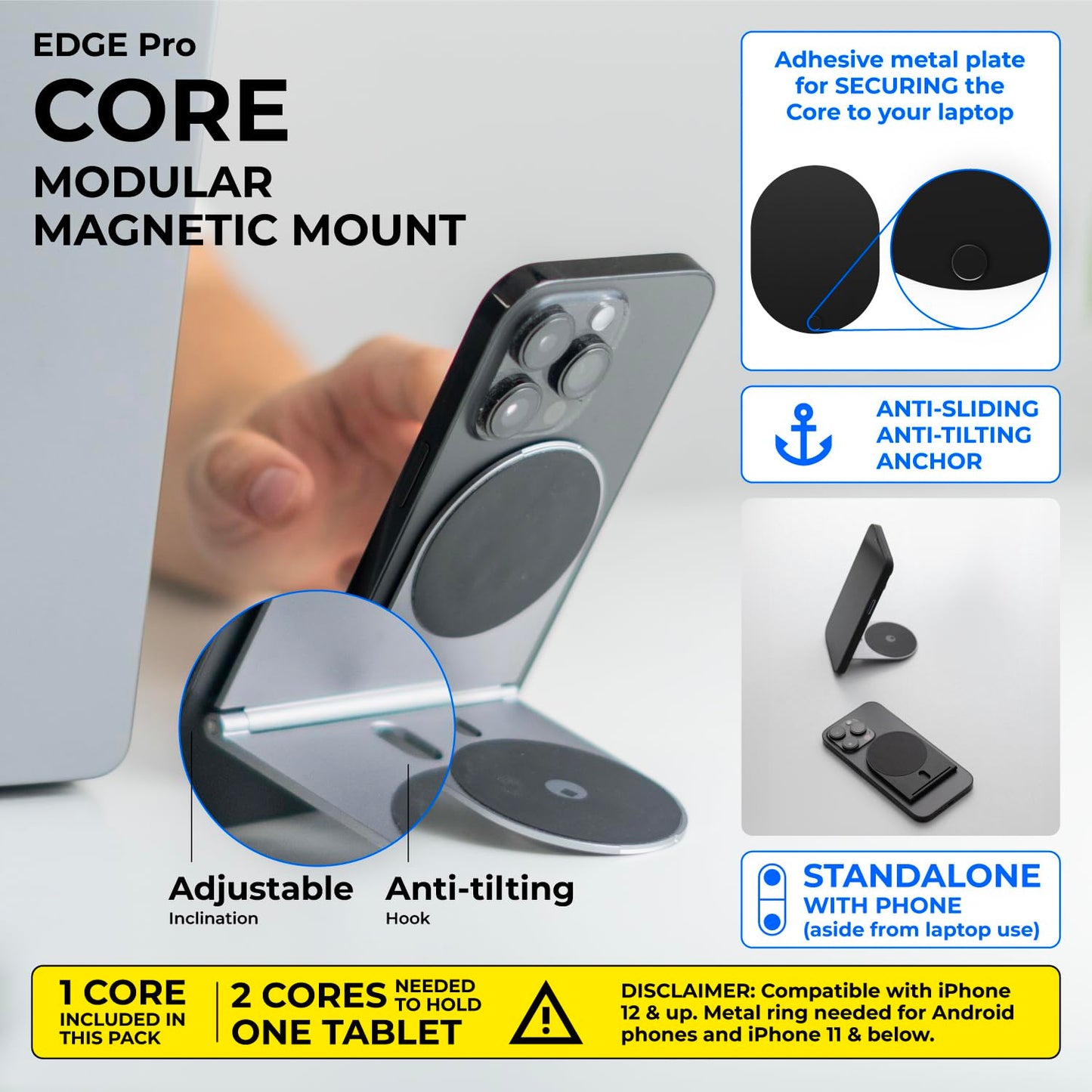 - Rolling Square Edge Pro Core | Mobile Phone Magnetic Holder | Smartworking and Productivity Accessory -