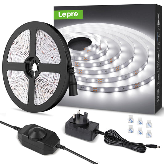 - Lepro LED Strip Light | White | 5M | 300 LEDs | Dimmable Strip Lights -