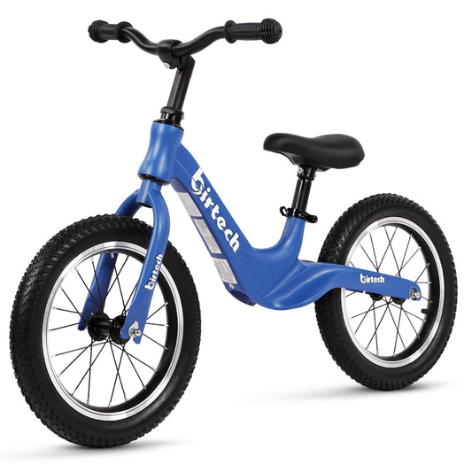 14" Balance Bike for Boys and Girls, Air Tires with Magnesium Alloy Frame, Lightweight No Pedal Kids' Bike for 3-6 Years Old, Training Bike with Adjustable Handlebar and Seat (Bule)
