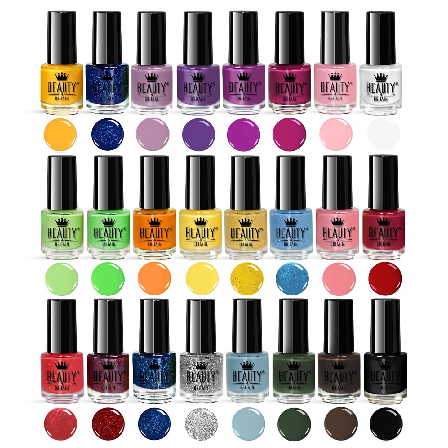 Beauty4Britain Nail Polish Varnish Set 48 Modern Colours + 2 Nail Art Sticker Sets + 2 Display Boxes