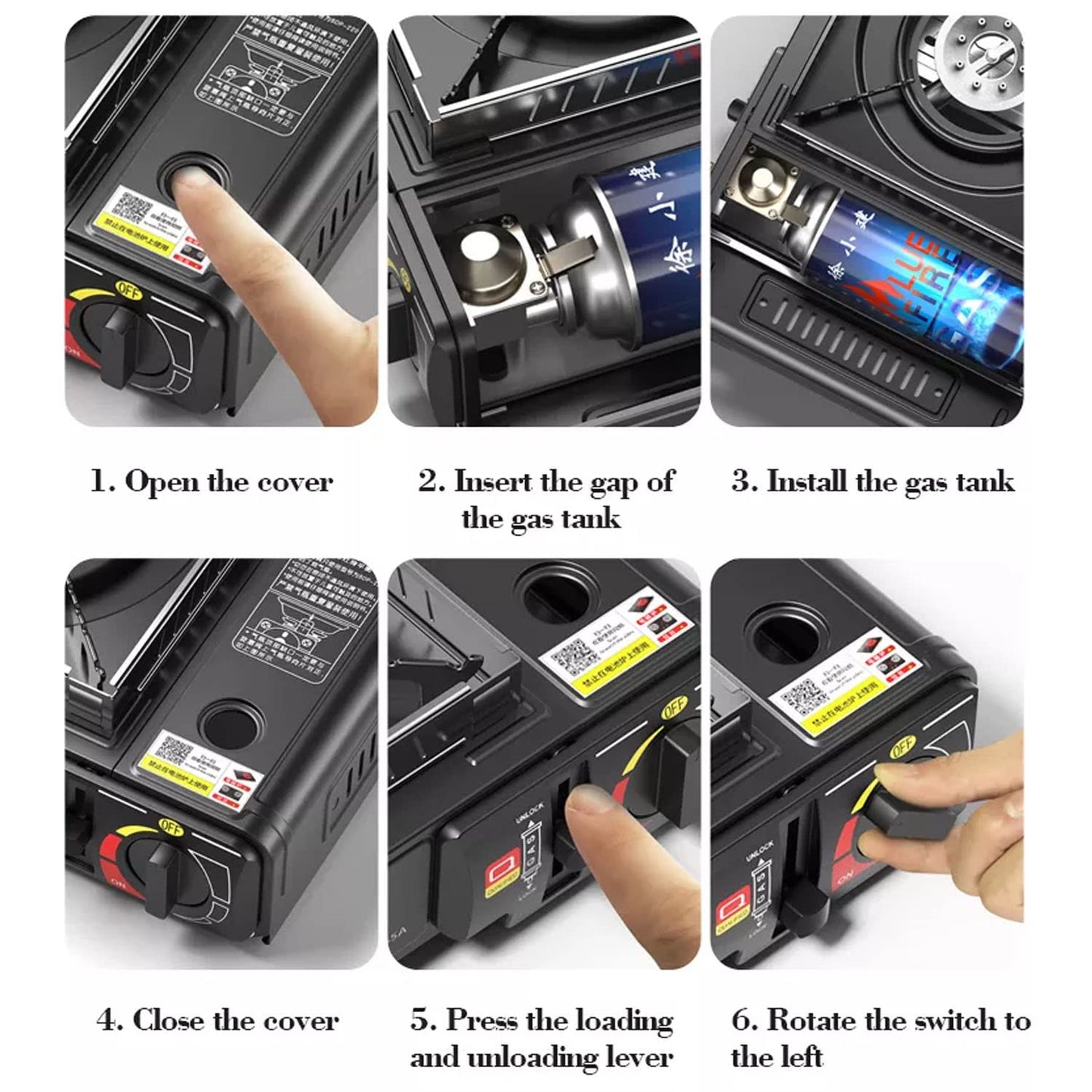 - Taylor & Brown Black | Portable Camping Stove | Carry Case | 4 Butane Gas -